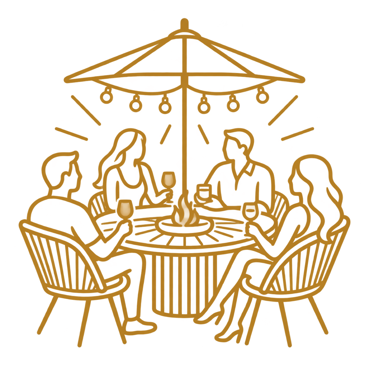 Antique gold gathering icon for Eclipse pendant heater benefit