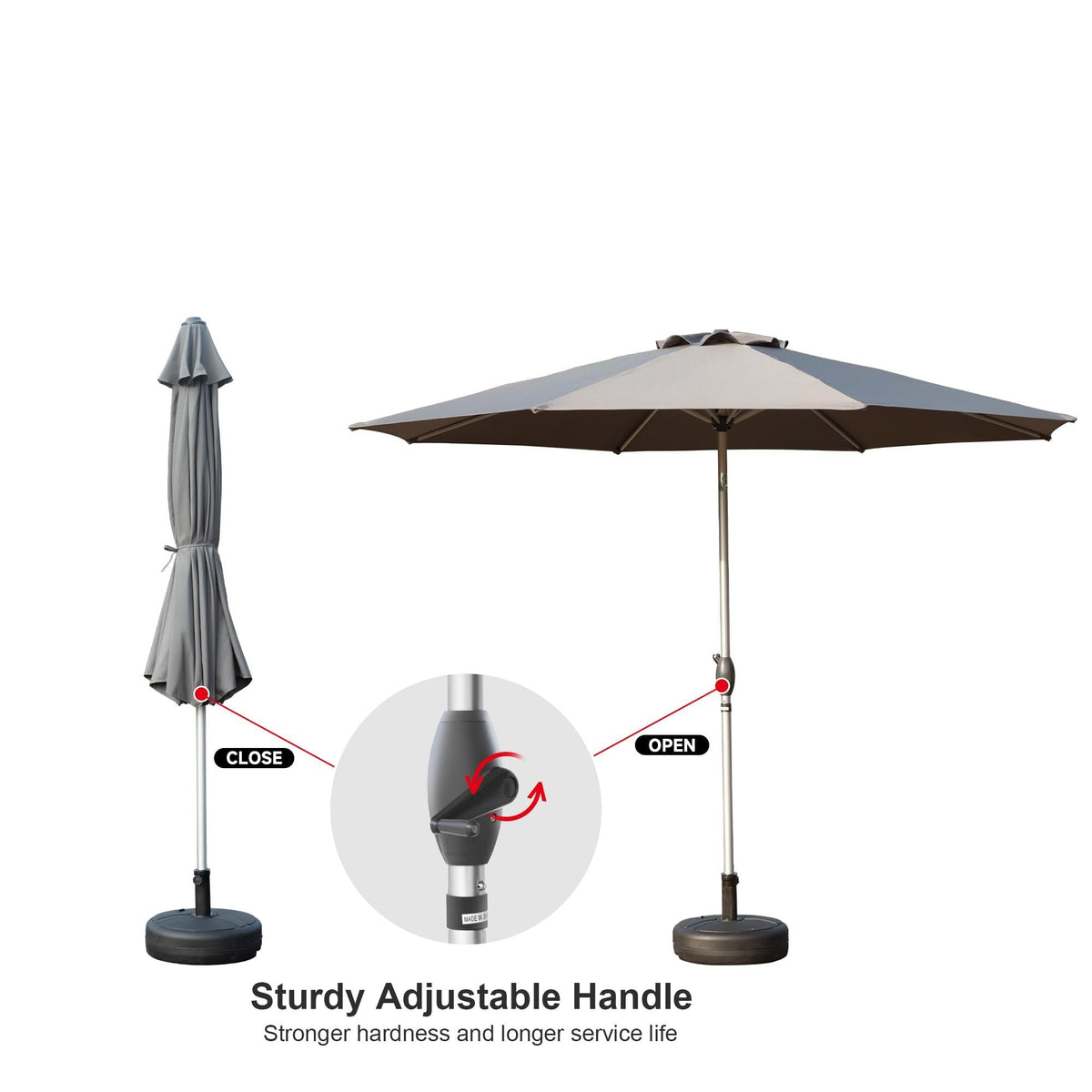 9FT Patio Umbrella, Outdoor Table Umbrella with Push Button Tilt and Crank, UV Protection Waterproof Market Sun Umbrella