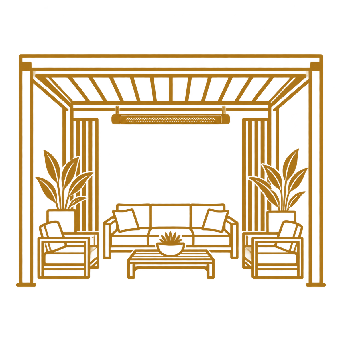 Antique gold integrated patio design benefit icon