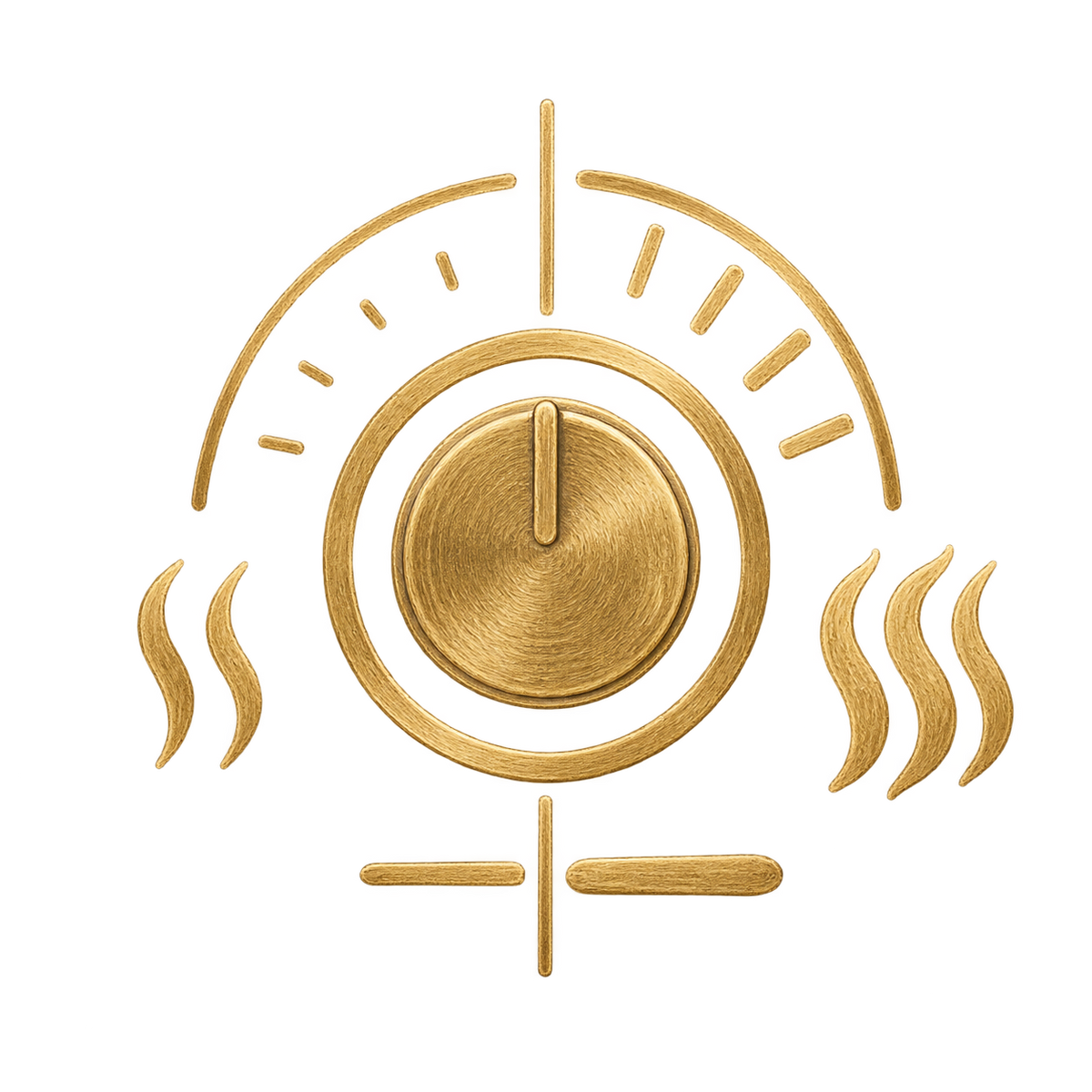 Antique gold personalized heat control benefit icon