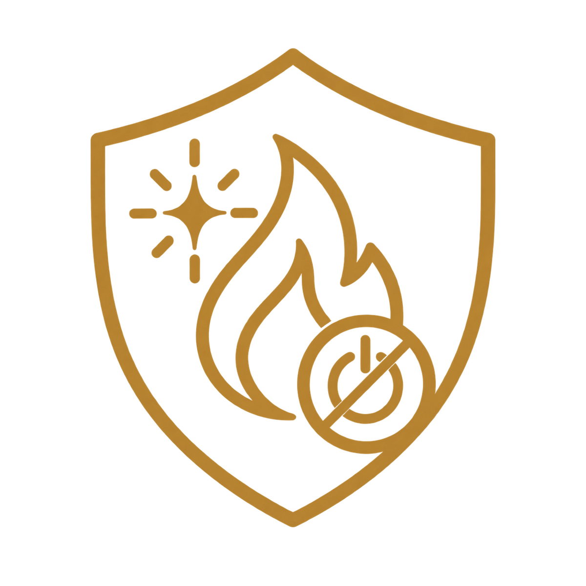 Antique gold gas heater safety benefit icon