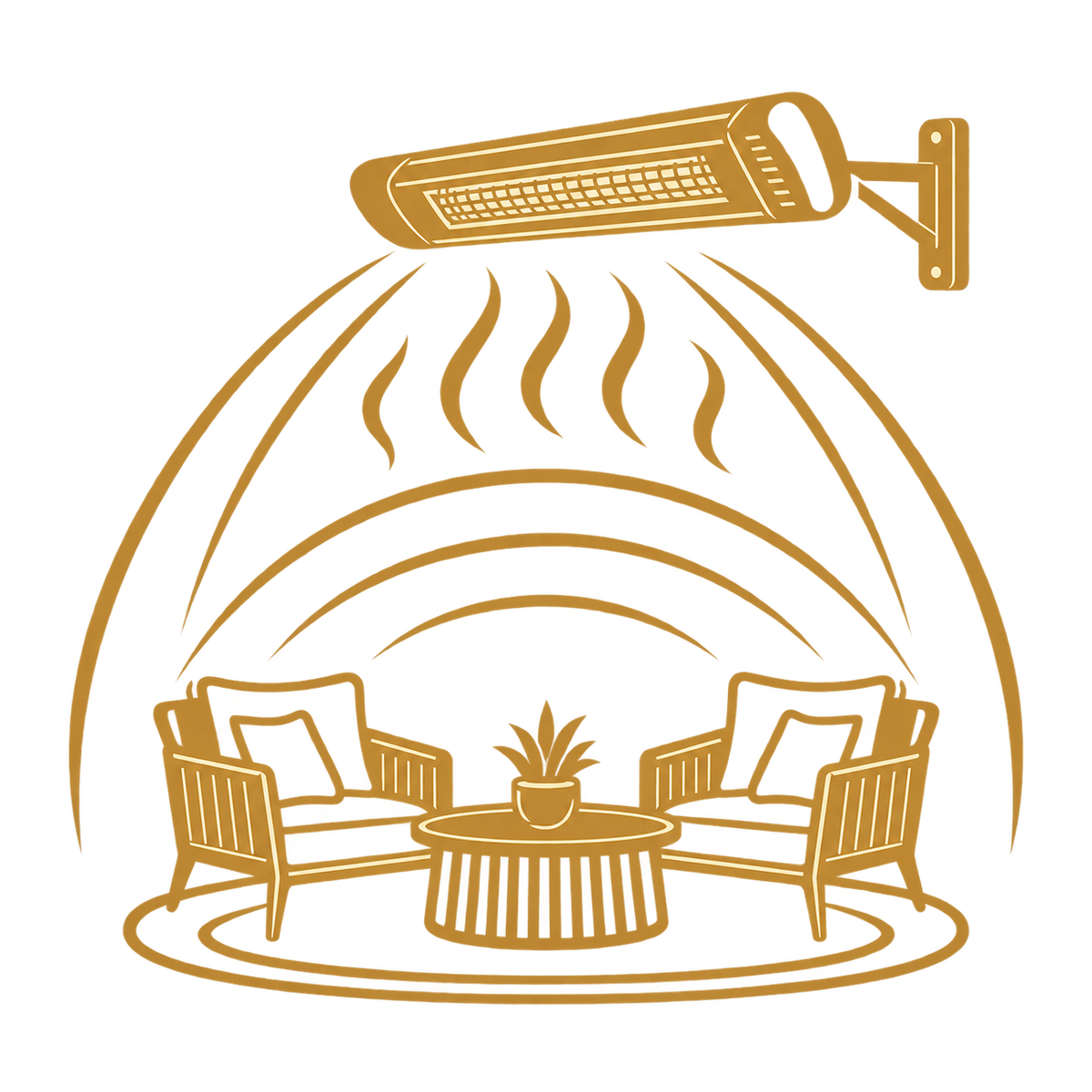 Antique gold wide heat coverage benefit icon