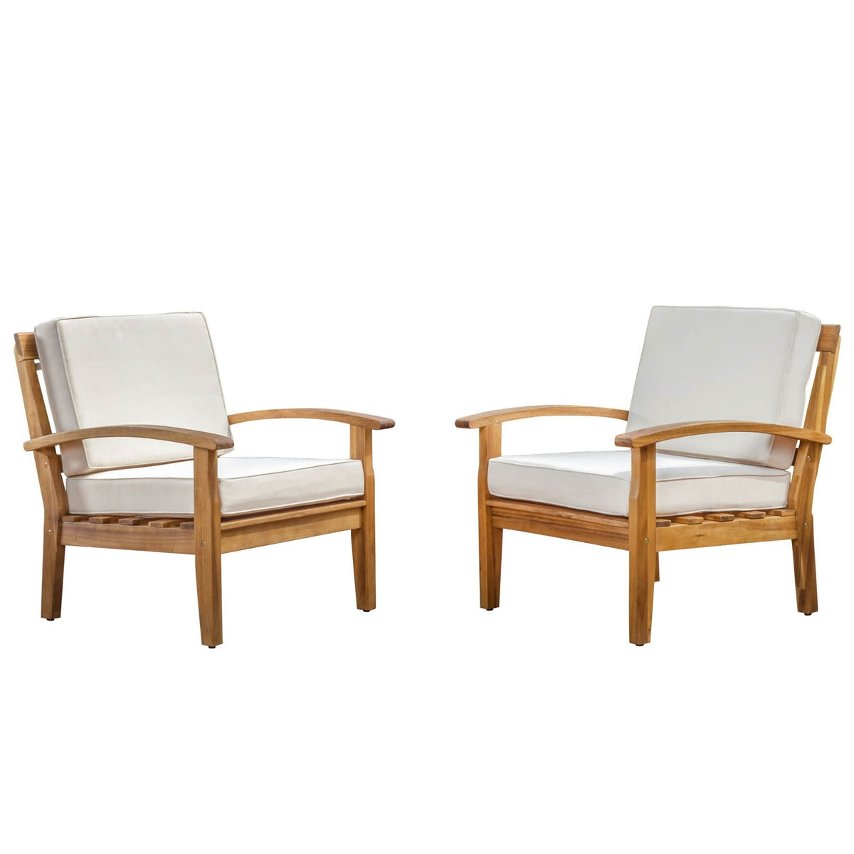 Outdoor Club Chair With Cushion And Acacia Wood Frame - Teak