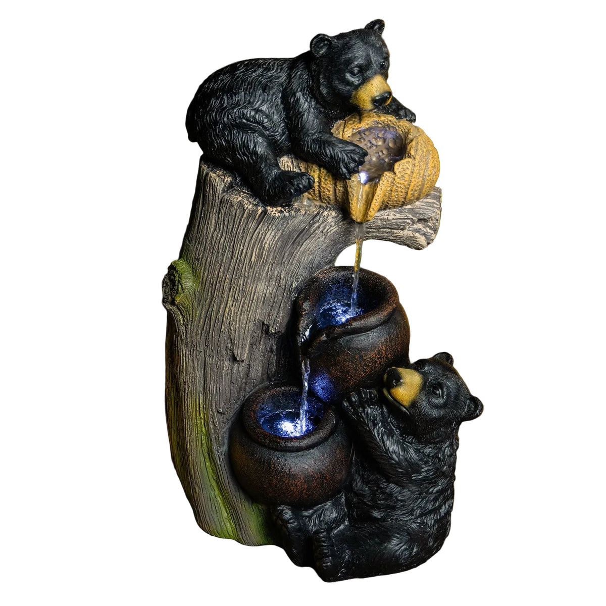 Bear Outdoor Water Fountain with LED Lights