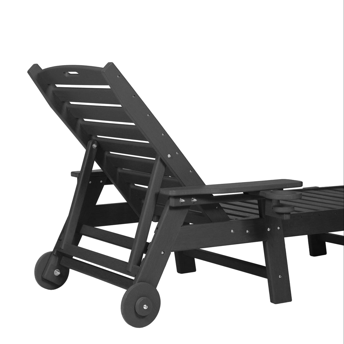 Outdoor Lounge Chair with Wood Texture and Adjustable Backrest