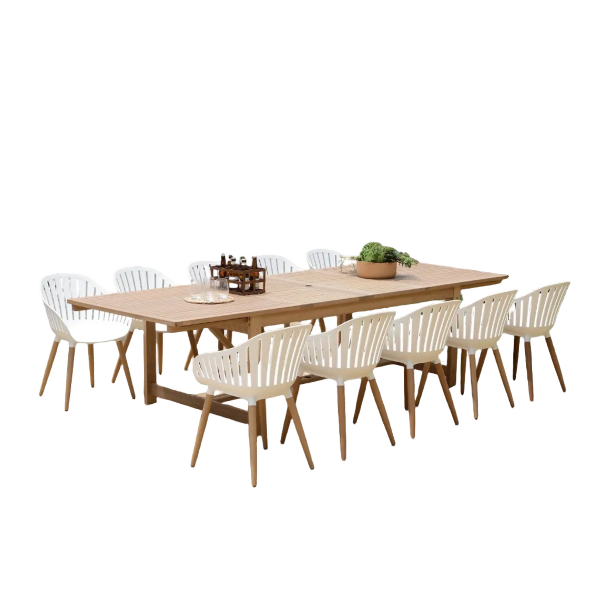Leyland Table and Nassau White Armchairs Dining Set