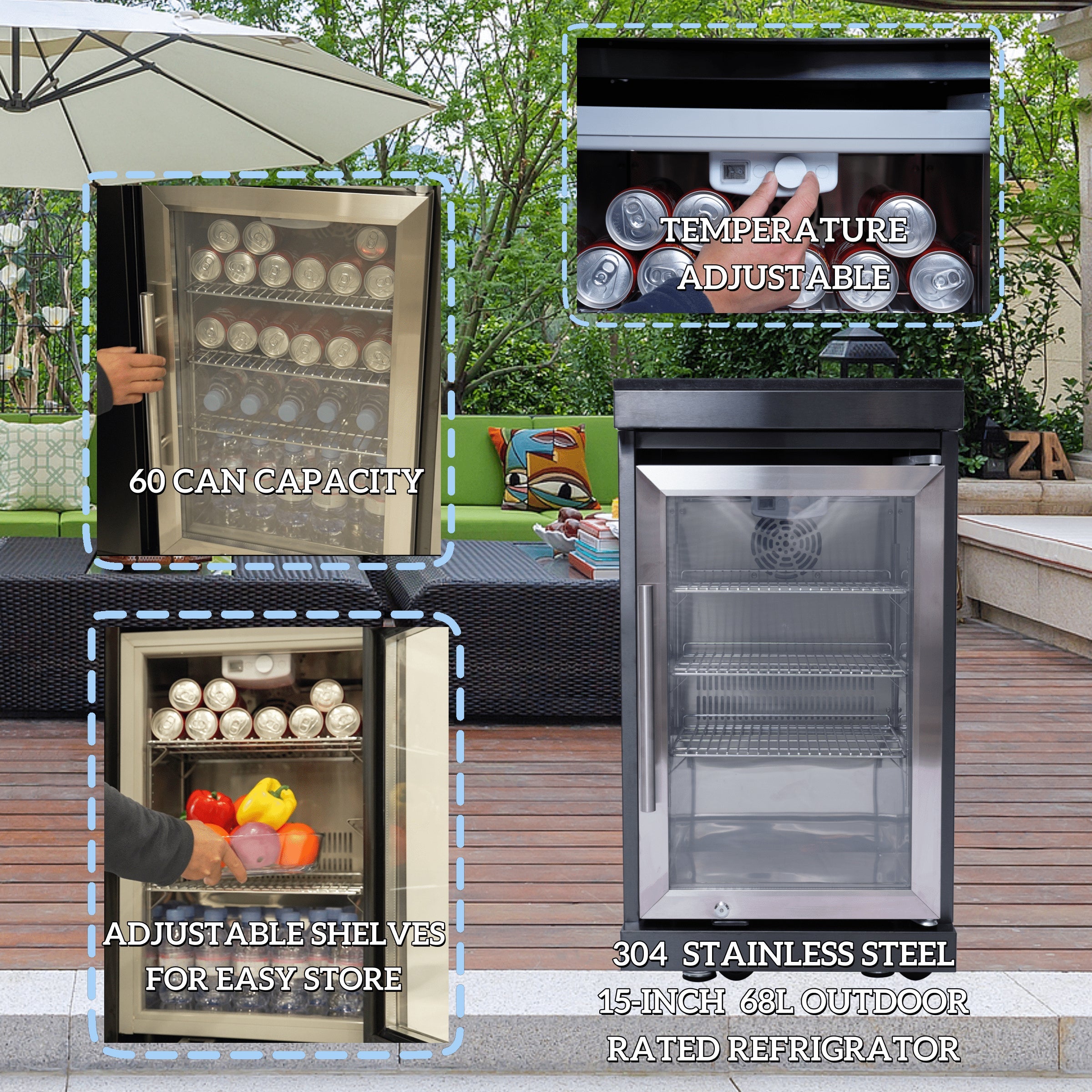 65" Black Outdoor Kitchen Island with Wine Cooler | The Lavish Sunset