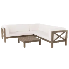 Brava X-Back 4-Piece White Outdoor Sofa Set