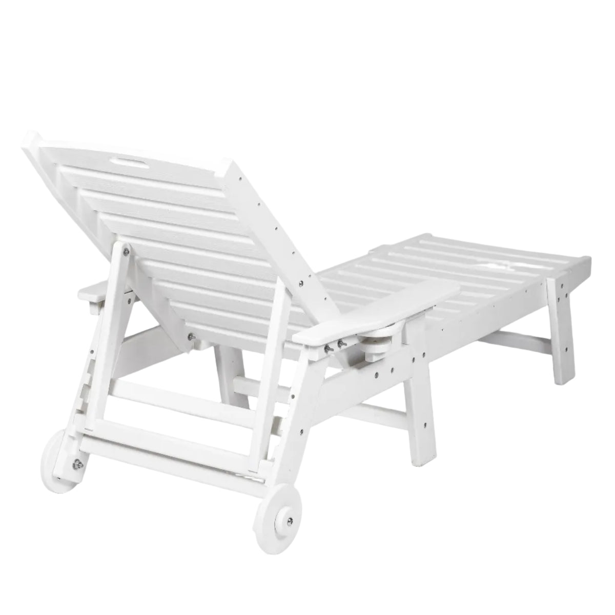 Lounge Chair Outdoor with Wood Texture, HDPE, Adjustable Backrest