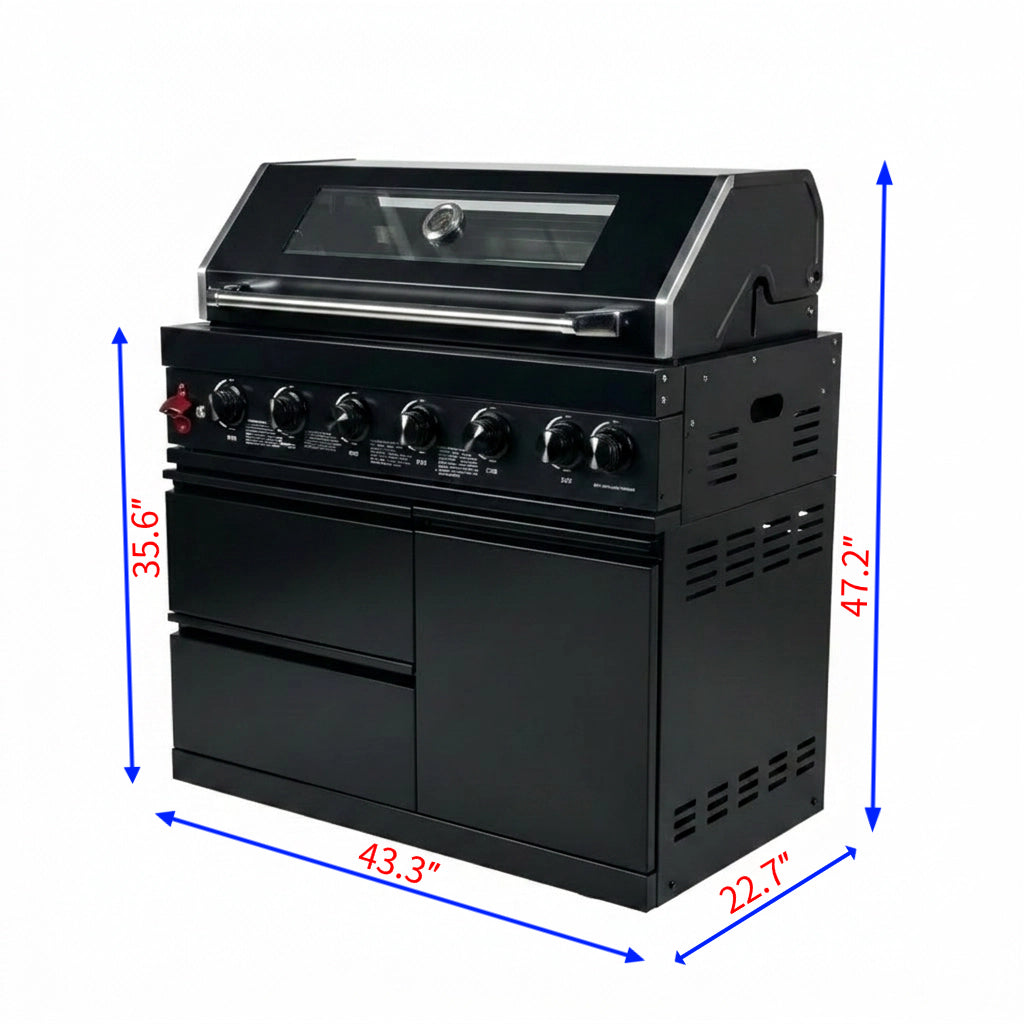 43" Black 6-Burner Outdoor Kitchen Island Grill | The Lavish Sunset