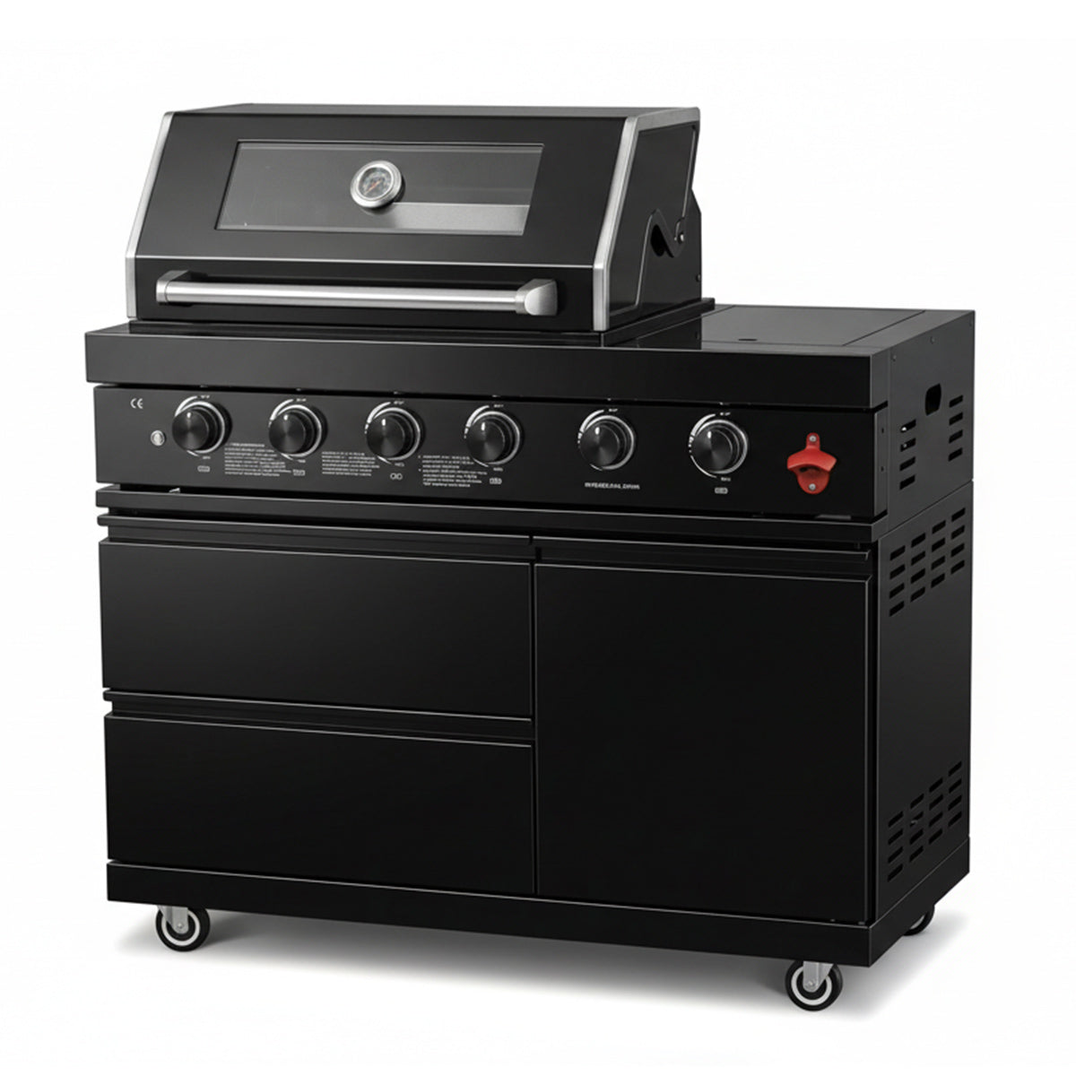 Black Outdoor Kitchen Island – 4-Burner Grill | Lavish Sunset