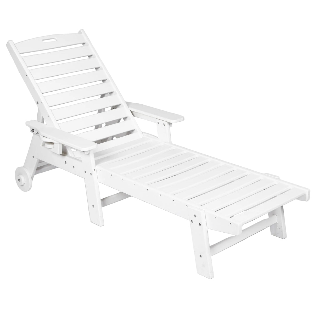 Lounge Chair Outdoor with Wood Texture, HDPE, Adjustable Backrest
