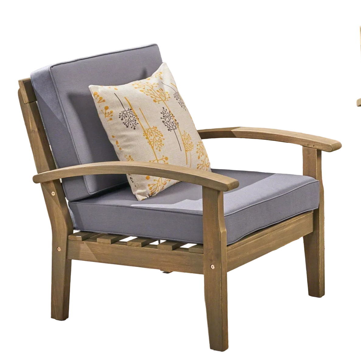 Peyton Club Chair Outdoor Seating Acacia Wood Dark Gray