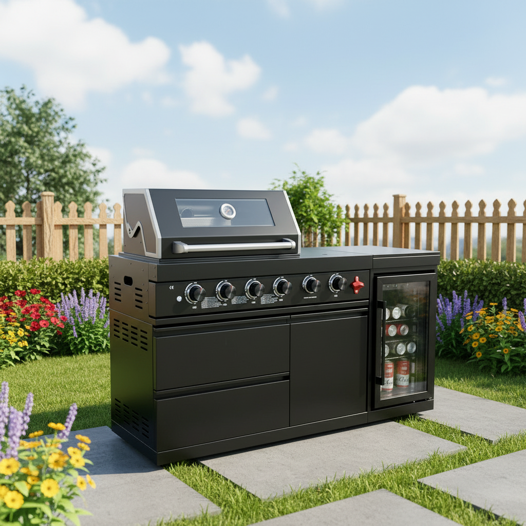 65" Marble Top Outdoor Kitchen with Wine Cooler | The Lavish Sunset