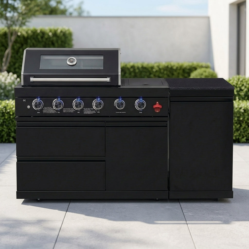 65" Marble Top Outdoor Kitchen with Side Burner | The Lavish Sunset