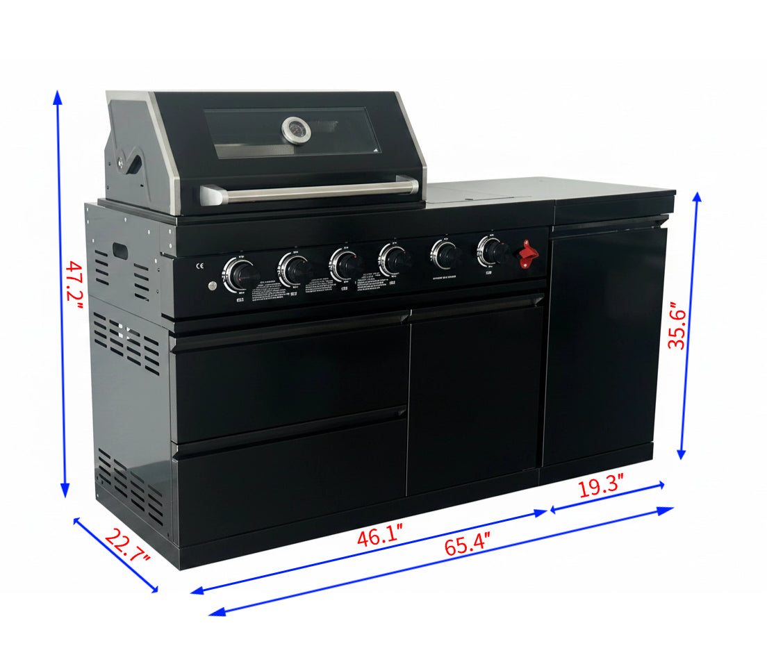 65" Marble Top Outdoor Kitchen with Side Burner | The Lavish Sunset
