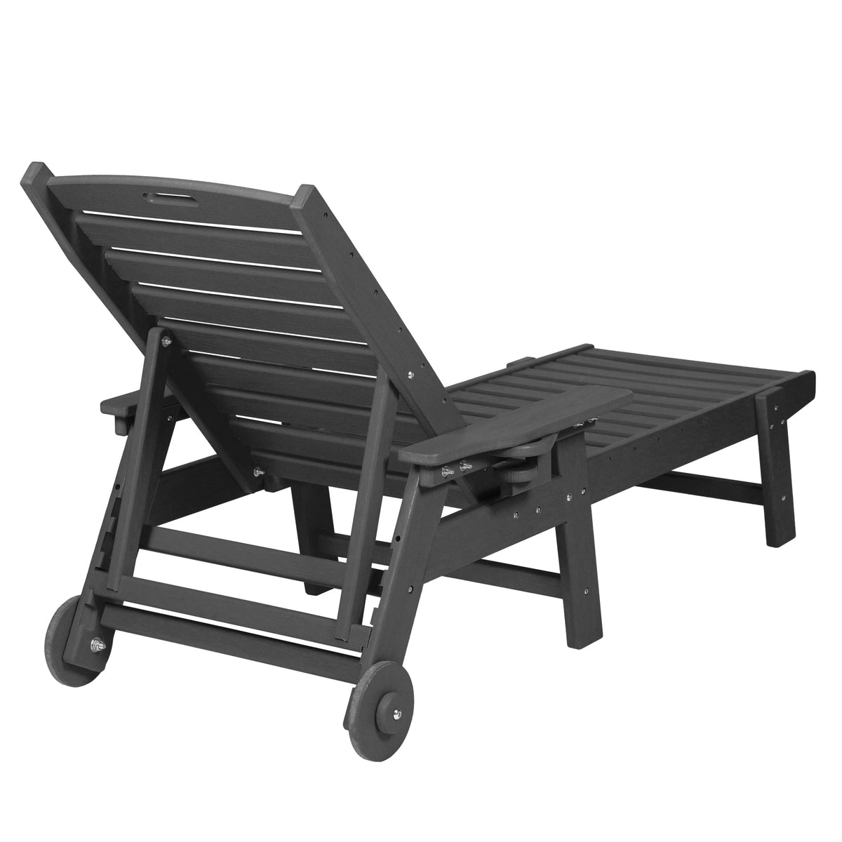 Outdoor Lounge Chair with Wood Texture and Adjustable Backrest