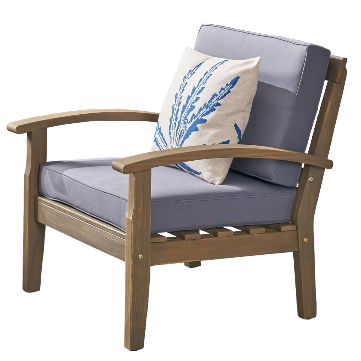 Peyton Club Chair Outdoor Seating Acacia Wood Dark Gray
