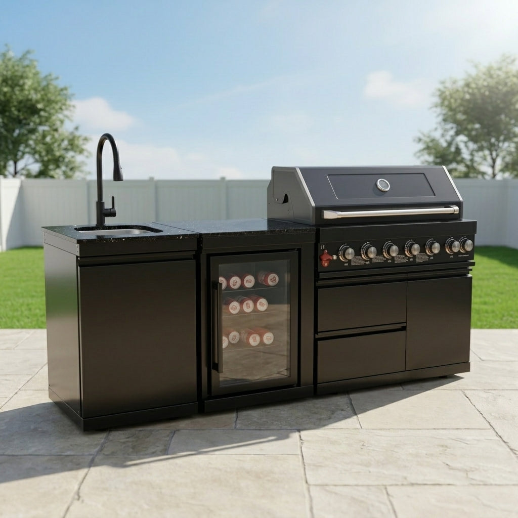 82" Gas Outdoor Kitchen Island with Wine Cooler | The Lavish Sunset