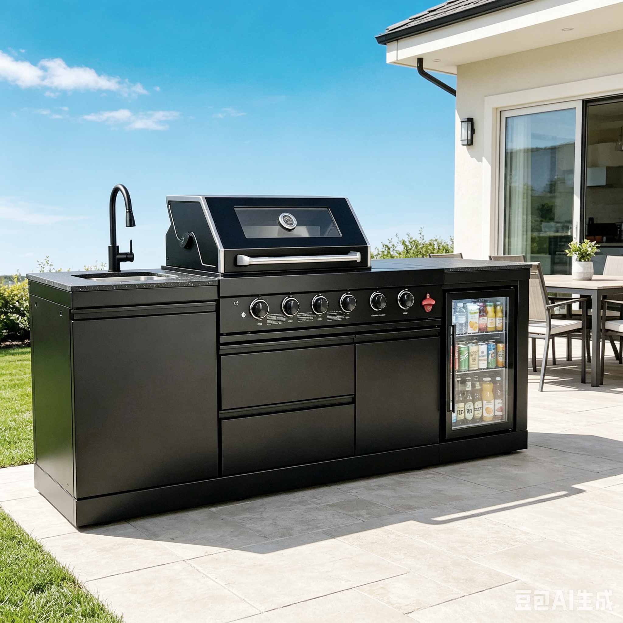 85" Marble Countertop Outdoor Kitchen Island & Grill | The Lavish Sunset
