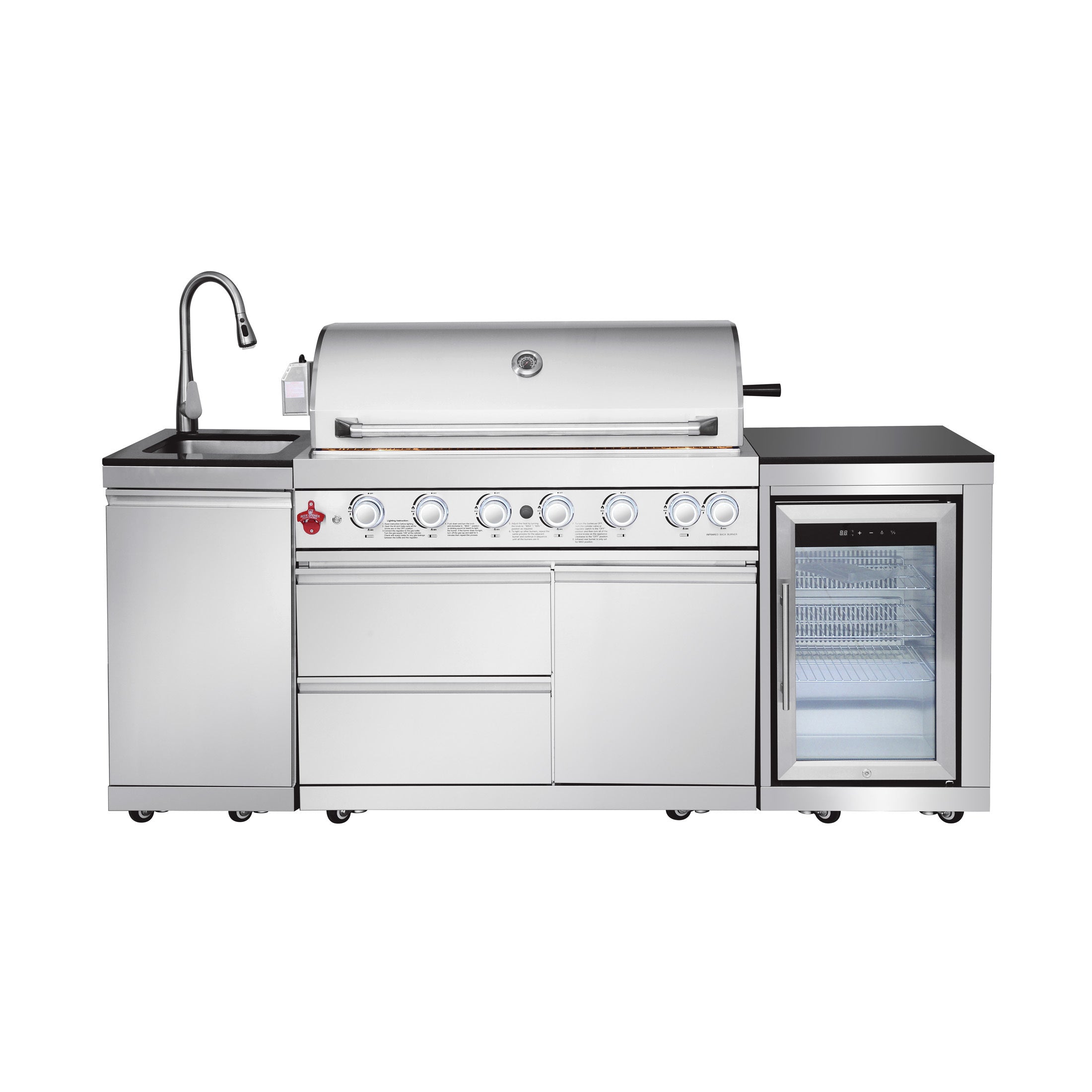 82.5" Silver Outdoor Kitchen Island & 6-Burner Grill | The Lavish Sunset