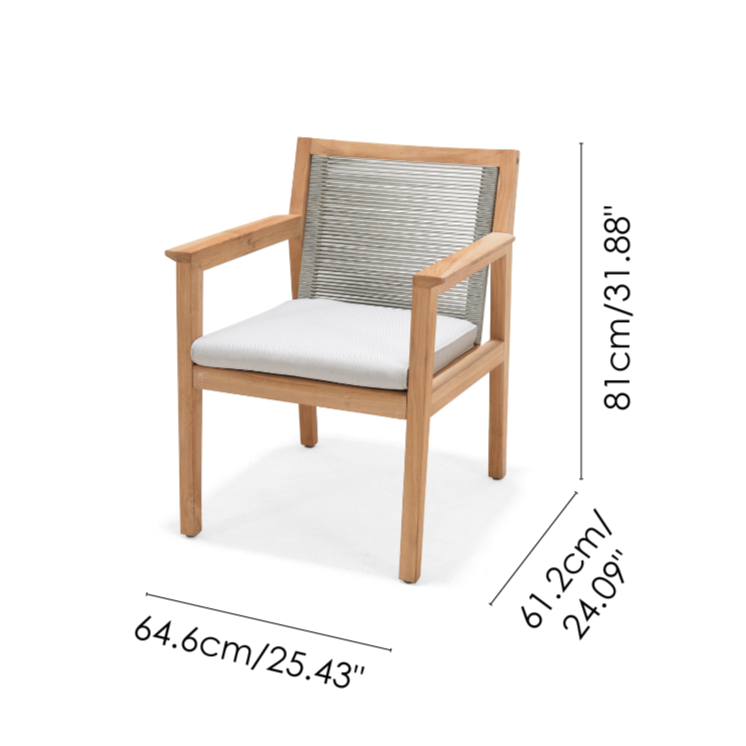 Agate Teak and Rope Armchair Green