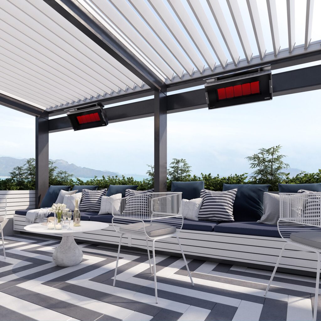 Bromic Platinum Gas heater installation with heat deflector