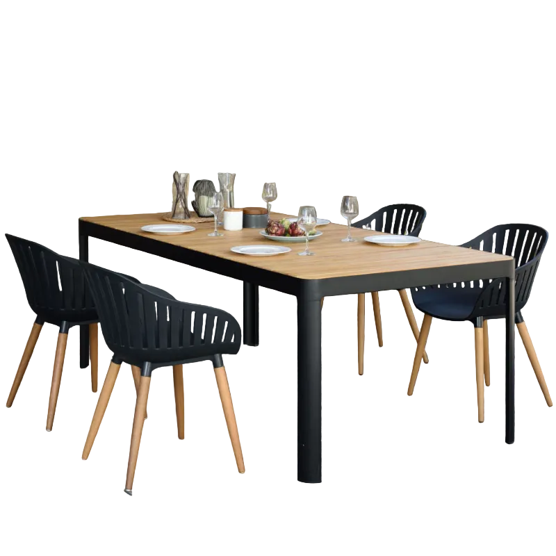 Portals Dark 4 Seater Carver Rectangular Dining set