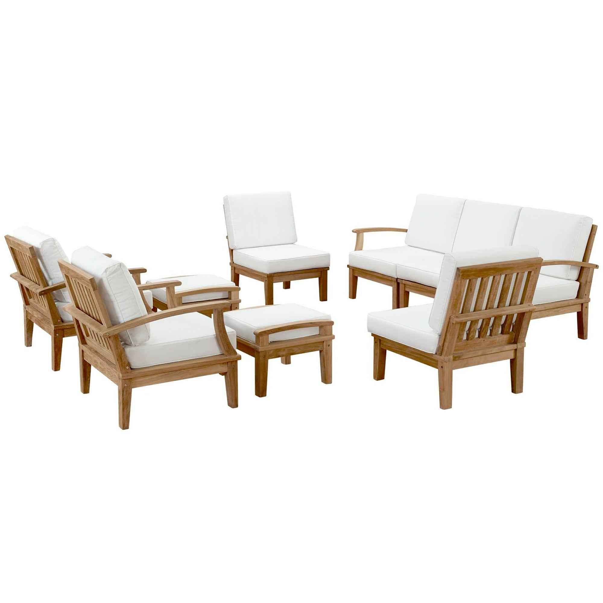Lavish Sunset Outdoor Lounge Set - Marina 9-Piece Teak Collection by Modway