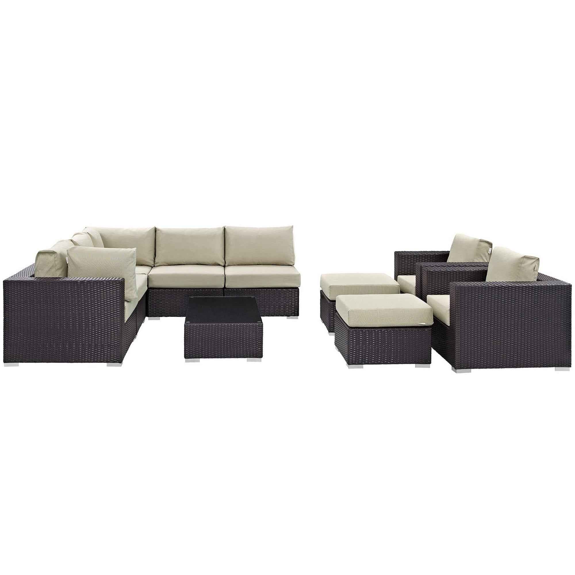 Lavish Sunset Outdoor Sectional Set - 10-Piece Convene Lounge Set by Modway