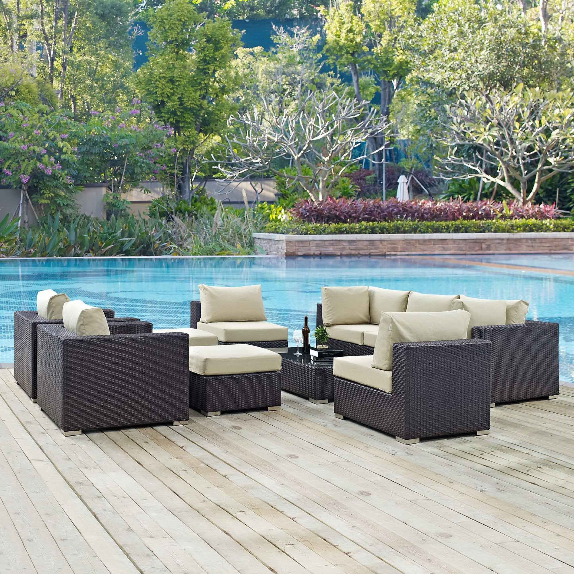 Lavish Sunset Outdoor Sectional Set - 10-Piece Convene Lounge Set by Modway