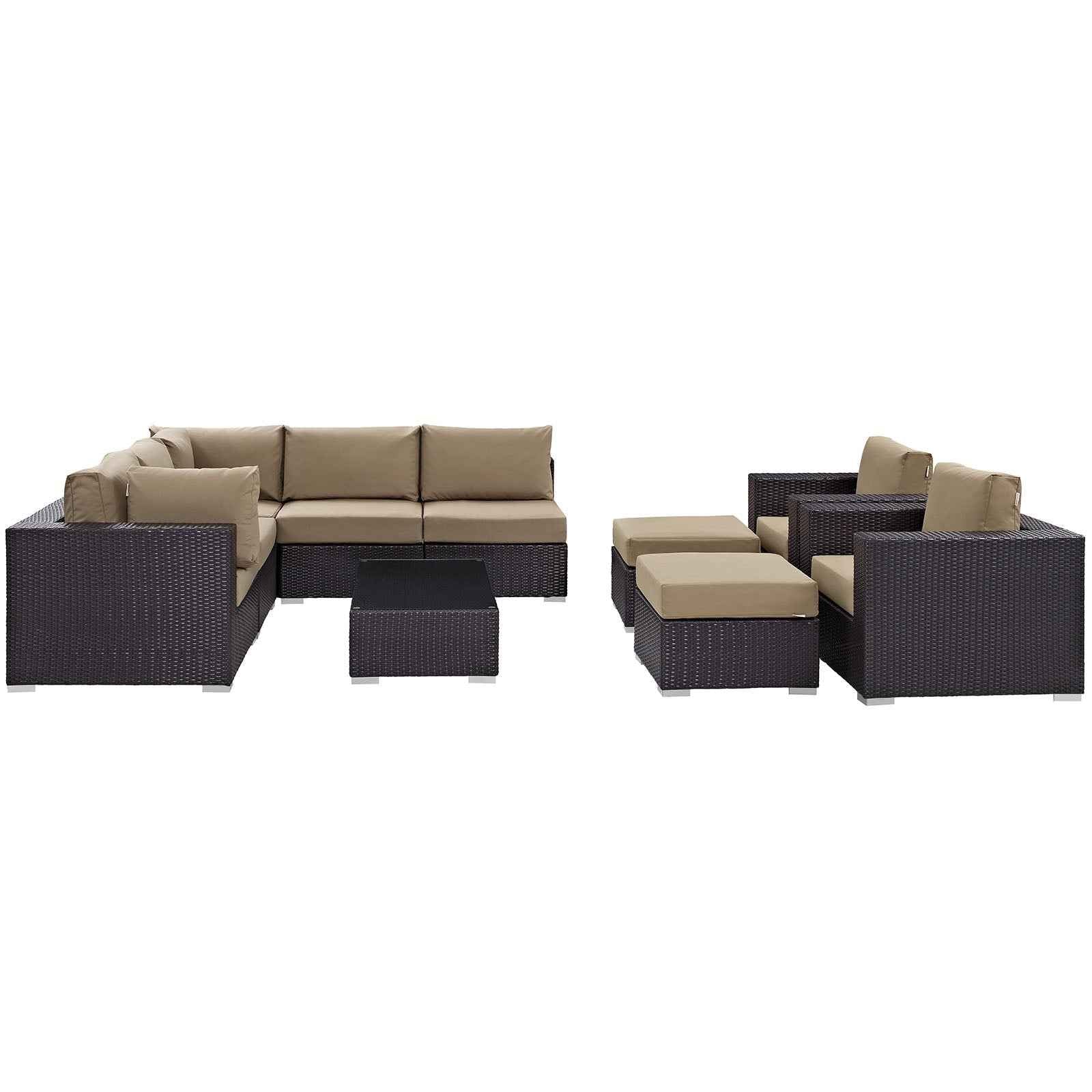 Lavish Sunset Outdoor Sectional Set - 10-Piece Convene Lounge Set by Modway