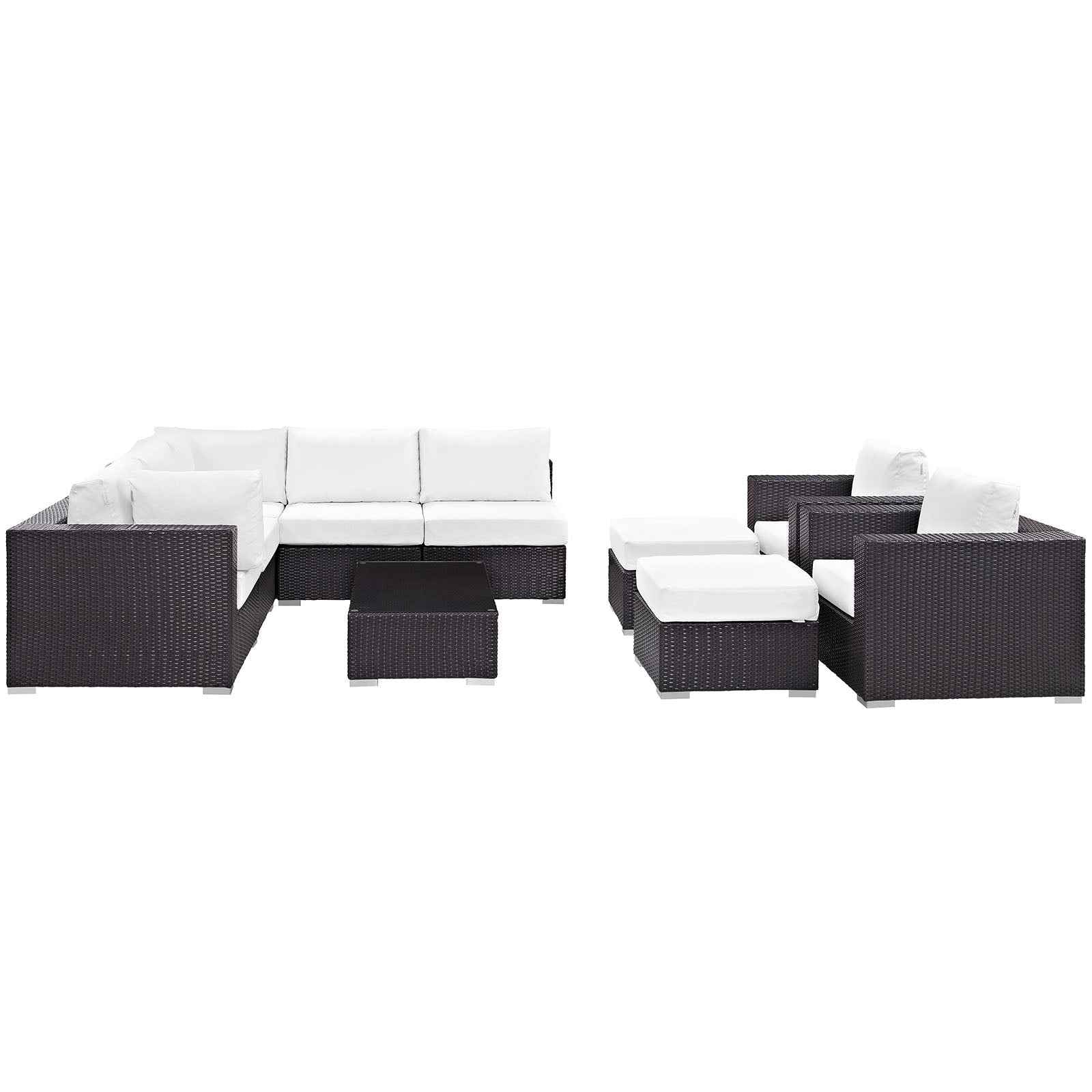 Lavish Sunset Outdoor Sectional Set - 10-Piece Convene Lounge Set by Modway