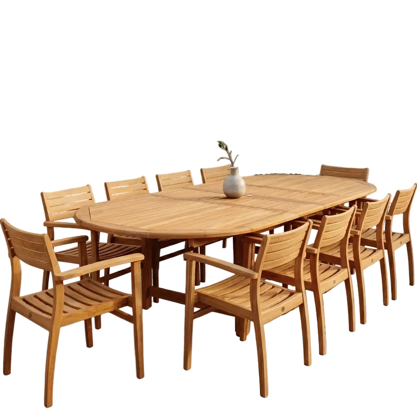 Julien FSC Certified Teak Wood Outdoor Patio Extendable Dining Set