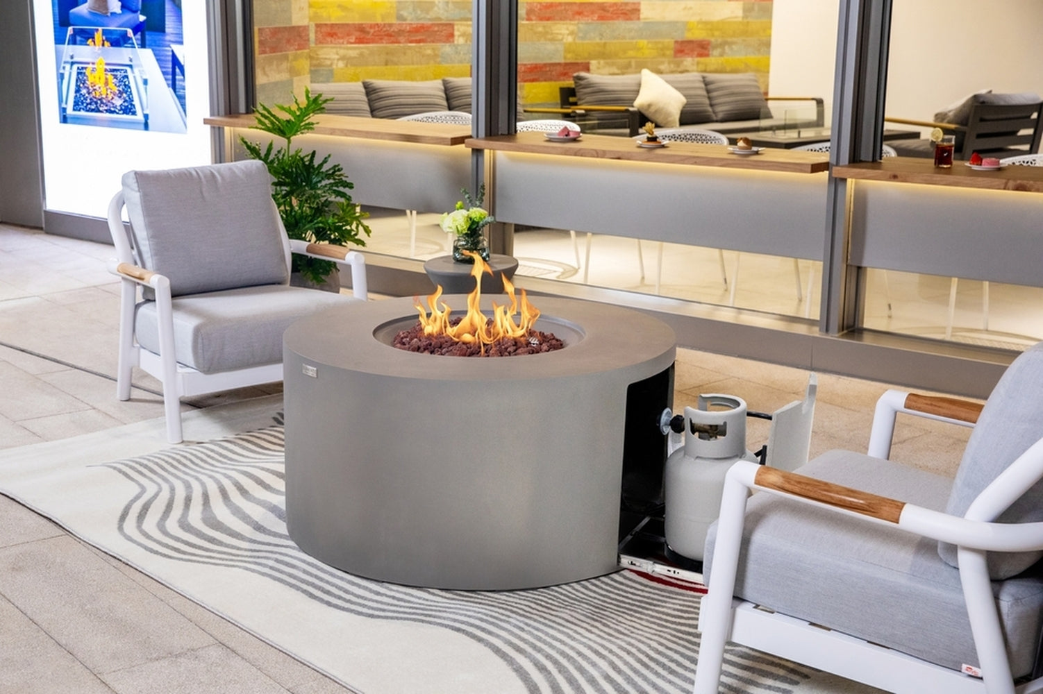 Sol Living Pacaya Propane Fire Pit Light Grey, 43 x 43 Inches