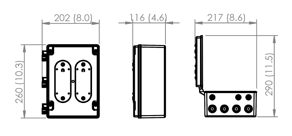 Affinity On/Off 1 and 2 channel controller dimensions