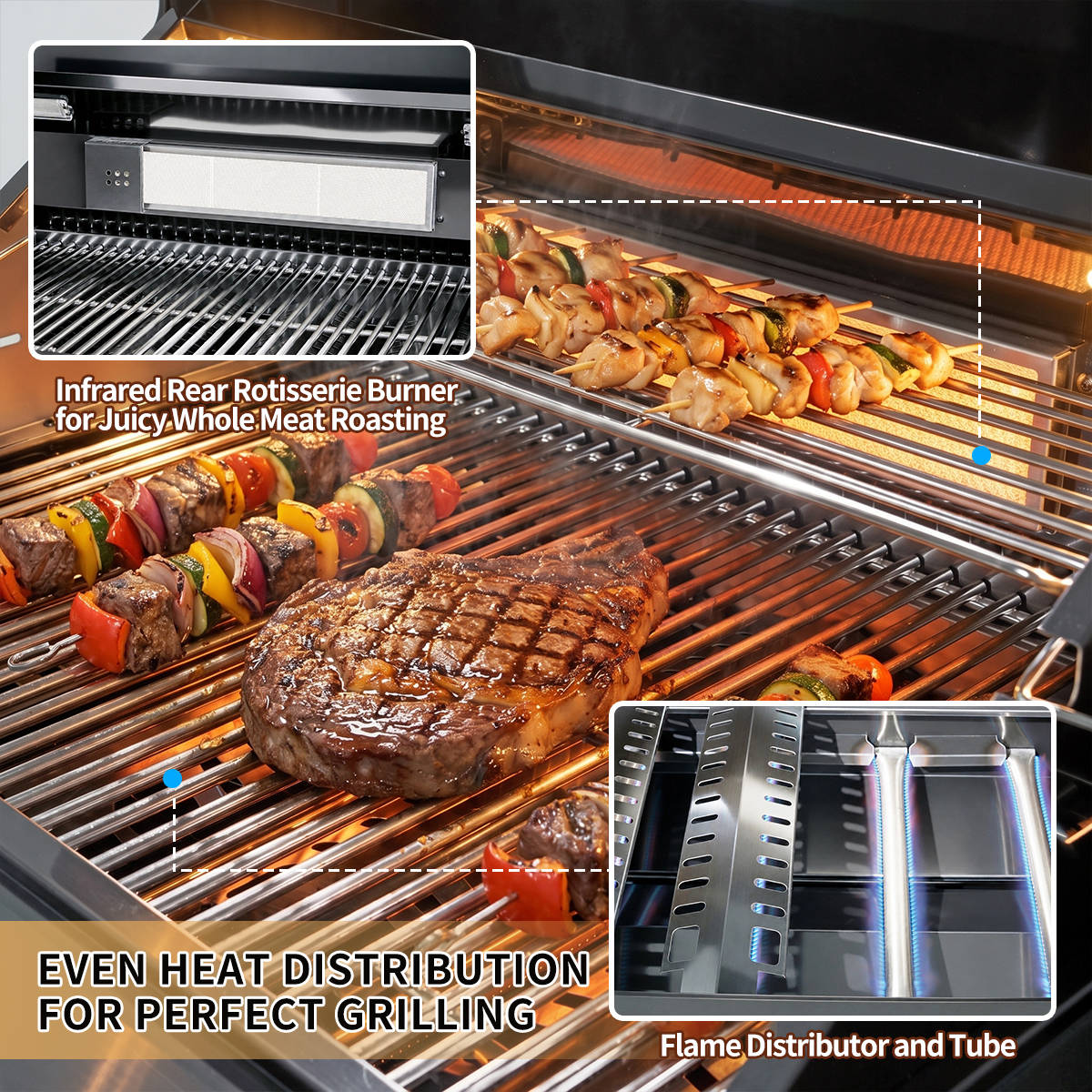 65" Black Outdoor Kitchen Island with Side Burner | The Lavish Sunset