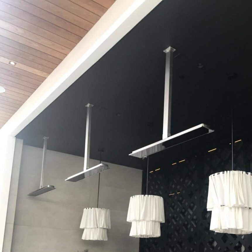 Commercial patio with Bromic Platinum Electric ceiling-mounted heaters