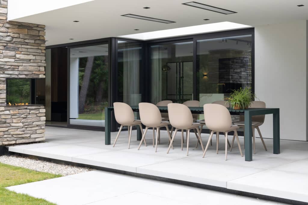 White Bromic Platinum Electric heater installed with a standard ceiling recess kit