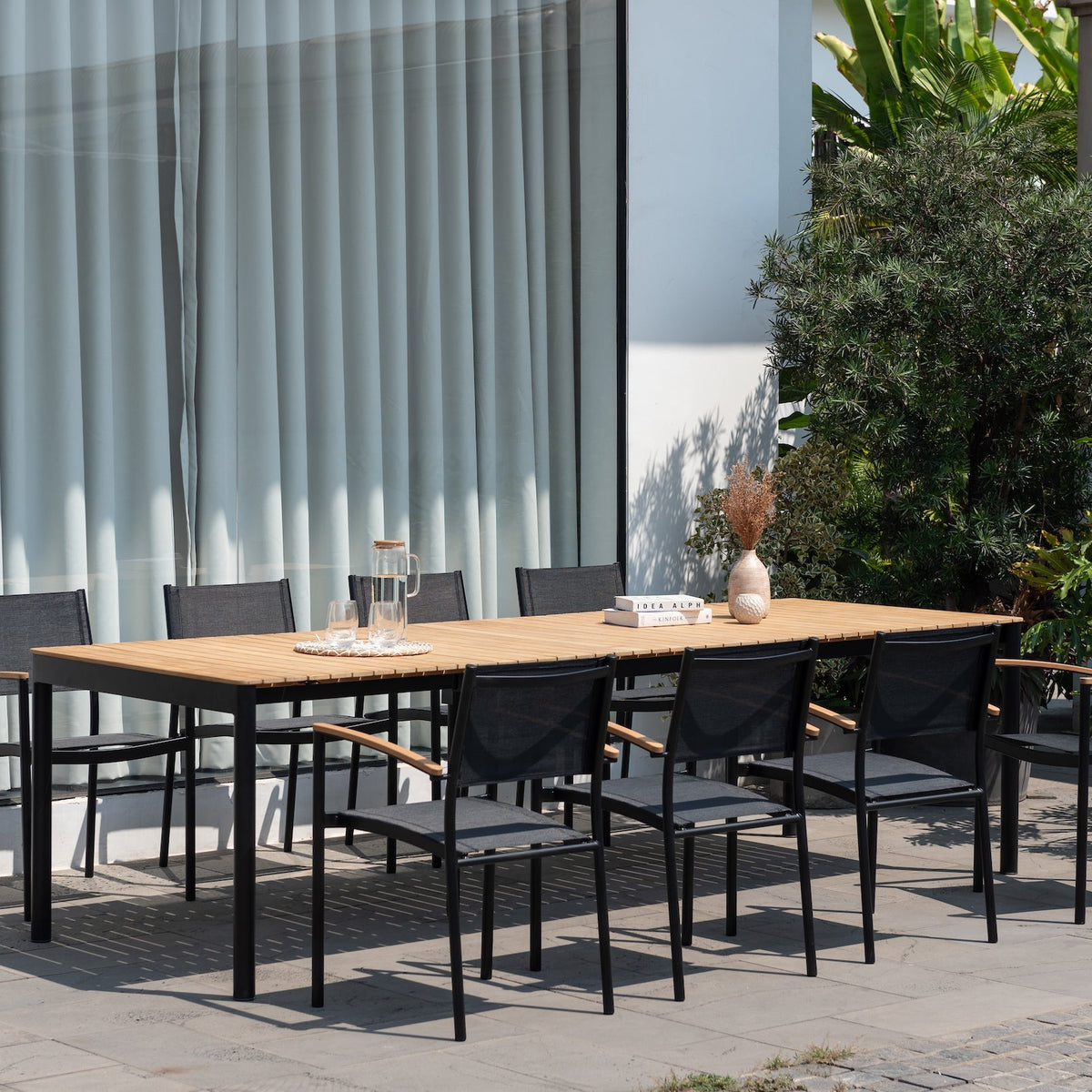 Topaz Dark Teak and Aluminum Rectangular Extendable Table