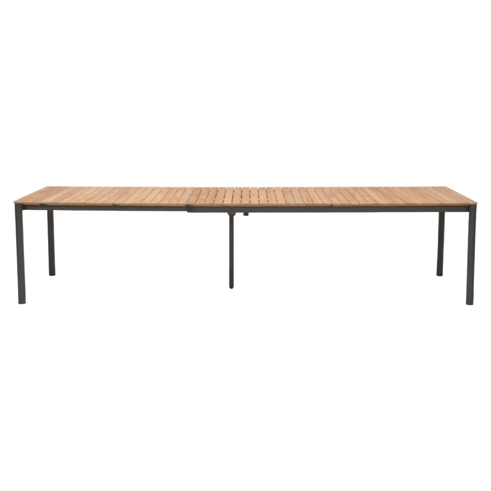 Topaz Dark Teak and Aluminum Rectangular Extendable Table