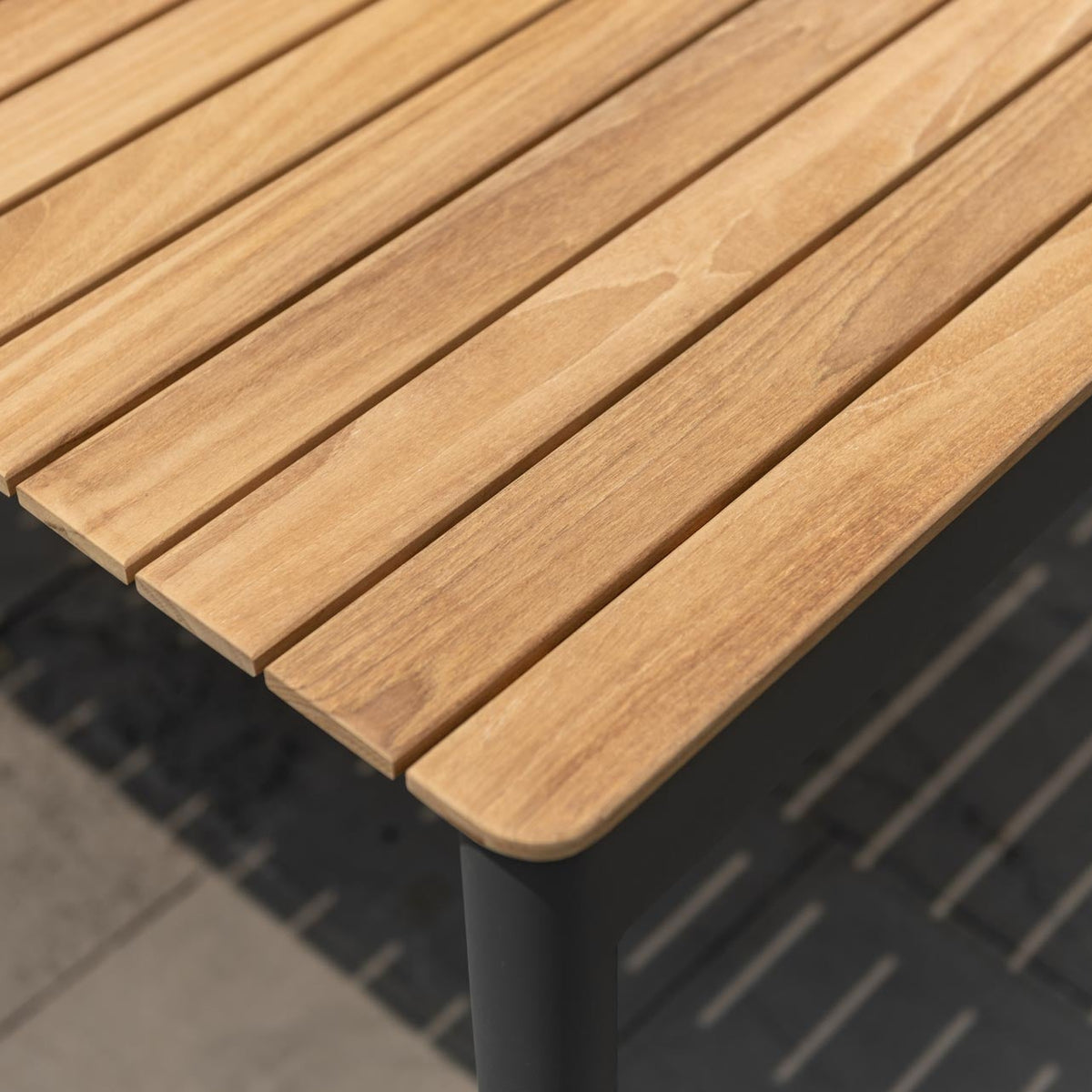 Topaz Dark Teak and Aluminum Rectangular Extendable Table