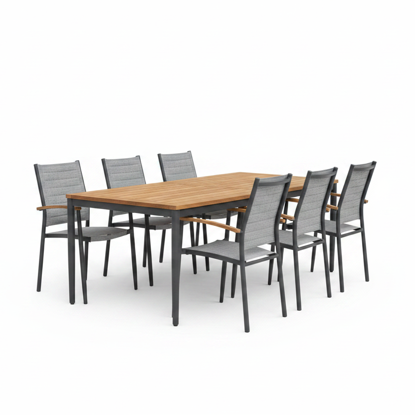 Topaz 9 Piece Teak Big Rectangular Dining Set