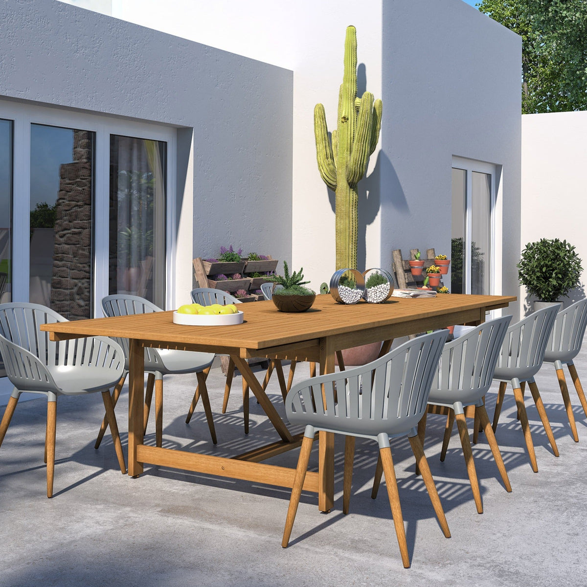 Leyland Table and Nassau Grey Armchairs Dining Set