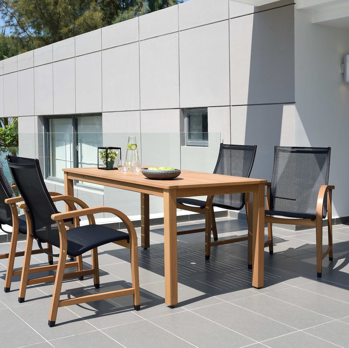 Orlando Wood Table and Manhattan Black Dining Set