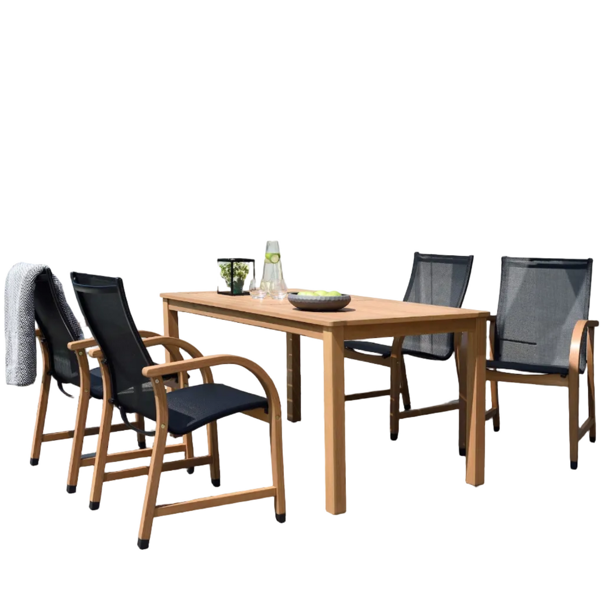 Orlando Wood Table and Manhattan Black Dining Set