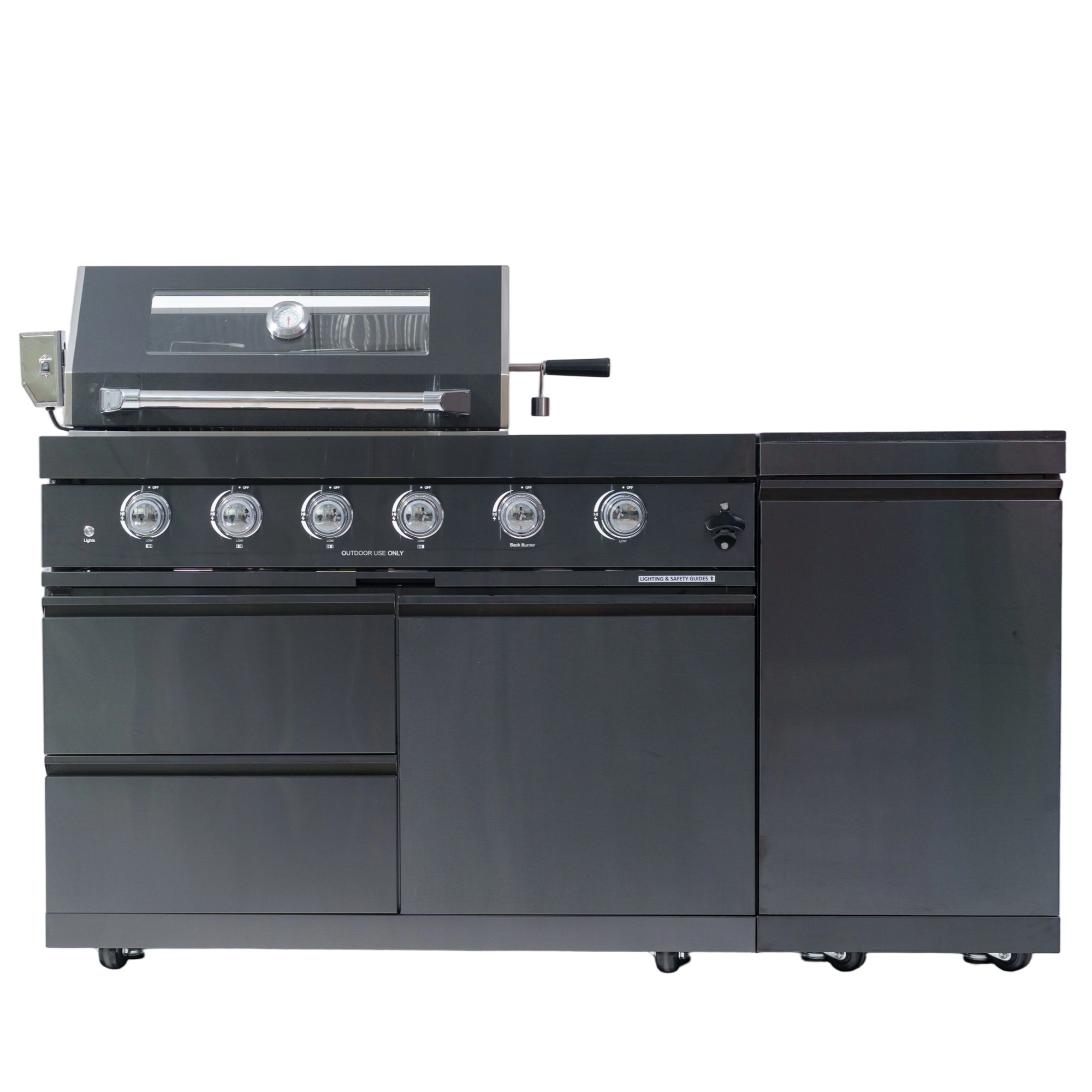 65" Black Outdoor Kitchen Island with Rotisserie | The Lavish Sunset