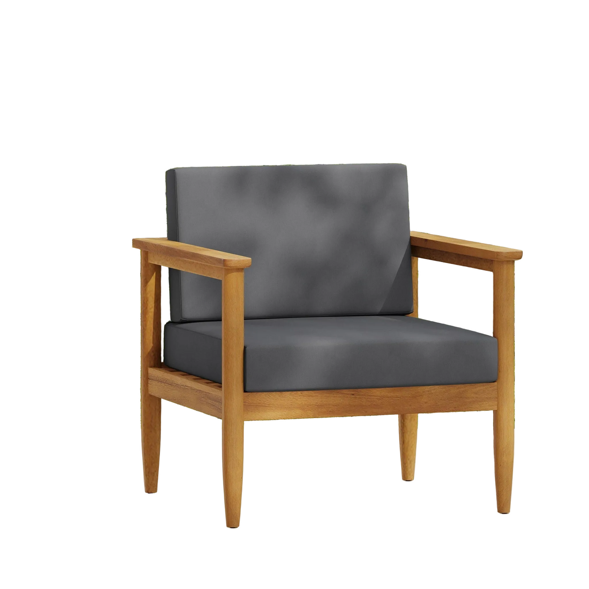 Outdoor Club Chair with Teak Acacia Wood Frame - Dark Gray