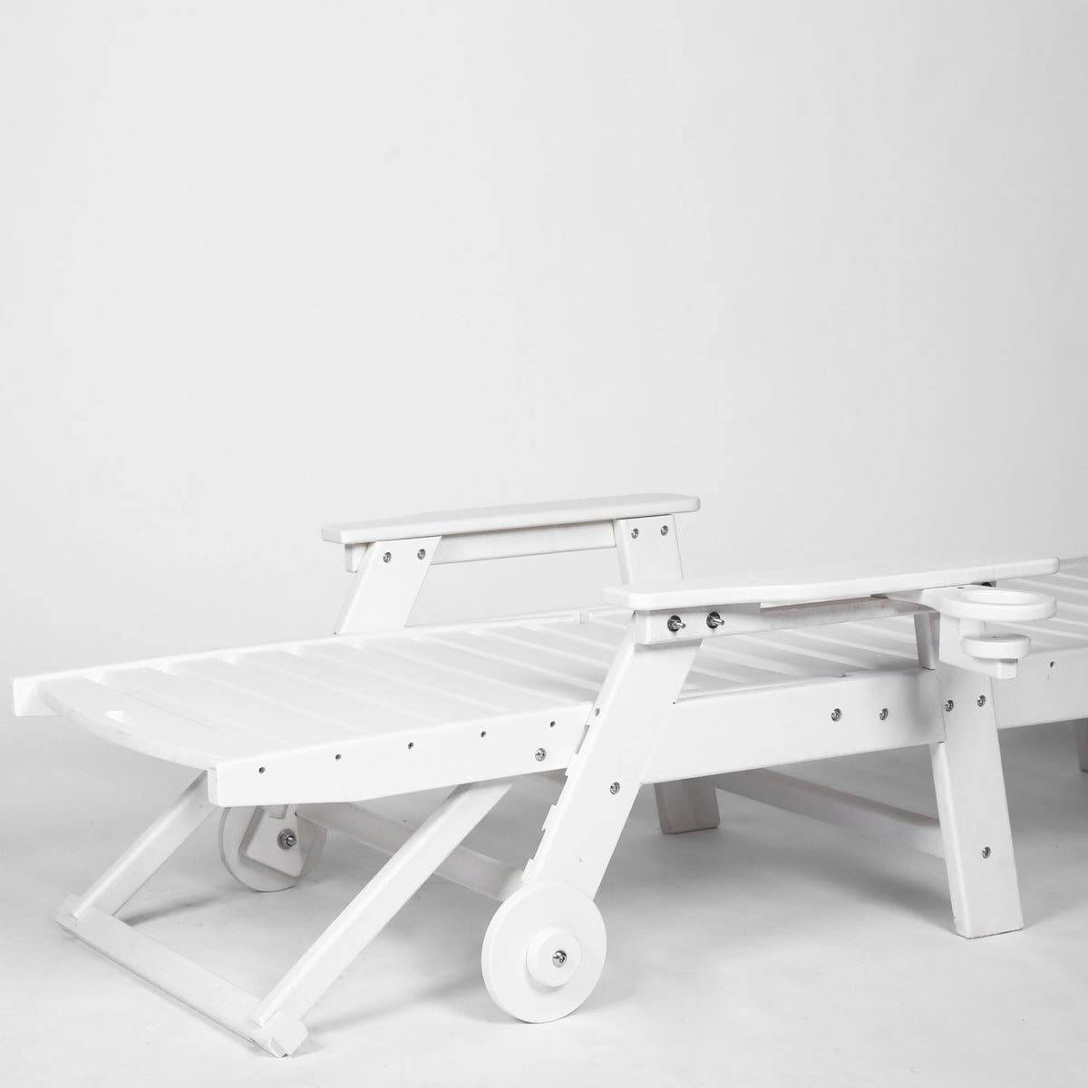 Lounge Chair Outdoor with Wood Texture, HDPE, Adjustable Backrest