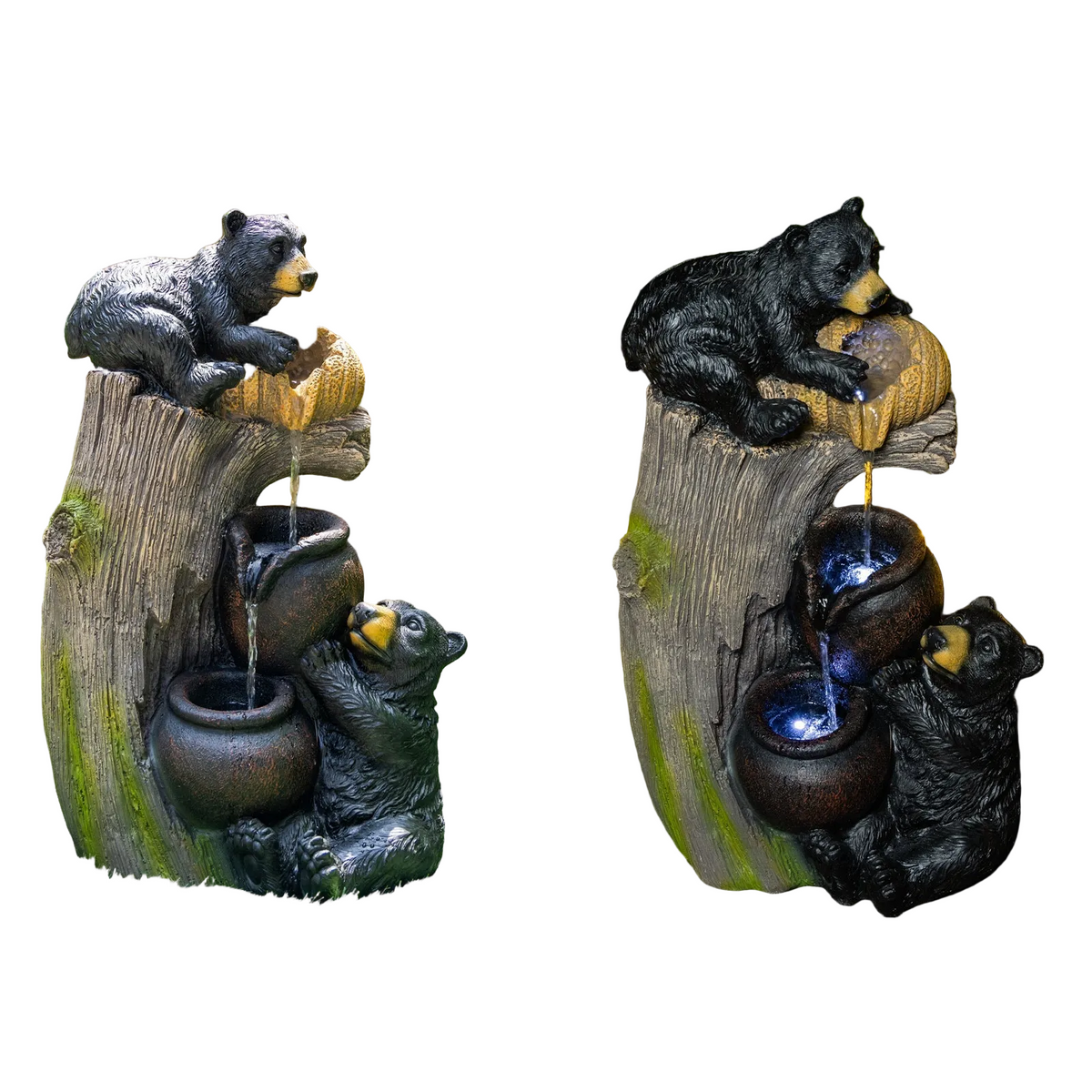 Bear Outdoor Water Fountain with LED Lights